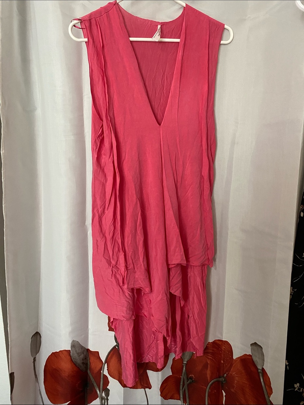 Zara Hot Pink Asymmetrical V-Neck Layered tunic . Size S